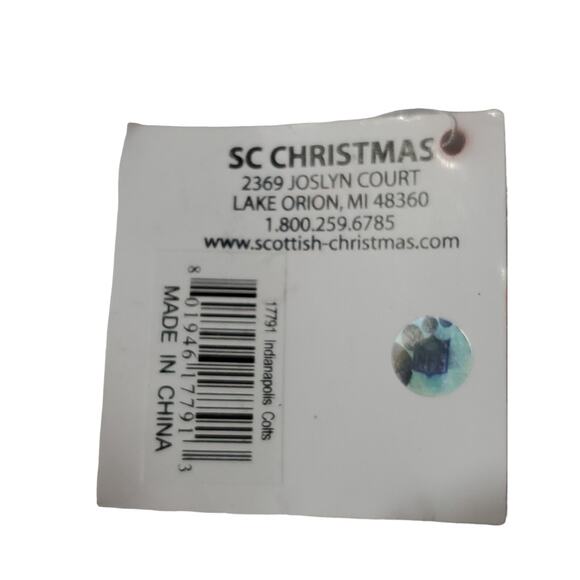 Scottish Christmas NFL Indianapolis Colts Blown Glass Ornament Blue Jersey 6"New - Picture 7 of 9